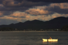 松江百景　朝日が射して　宍道湖