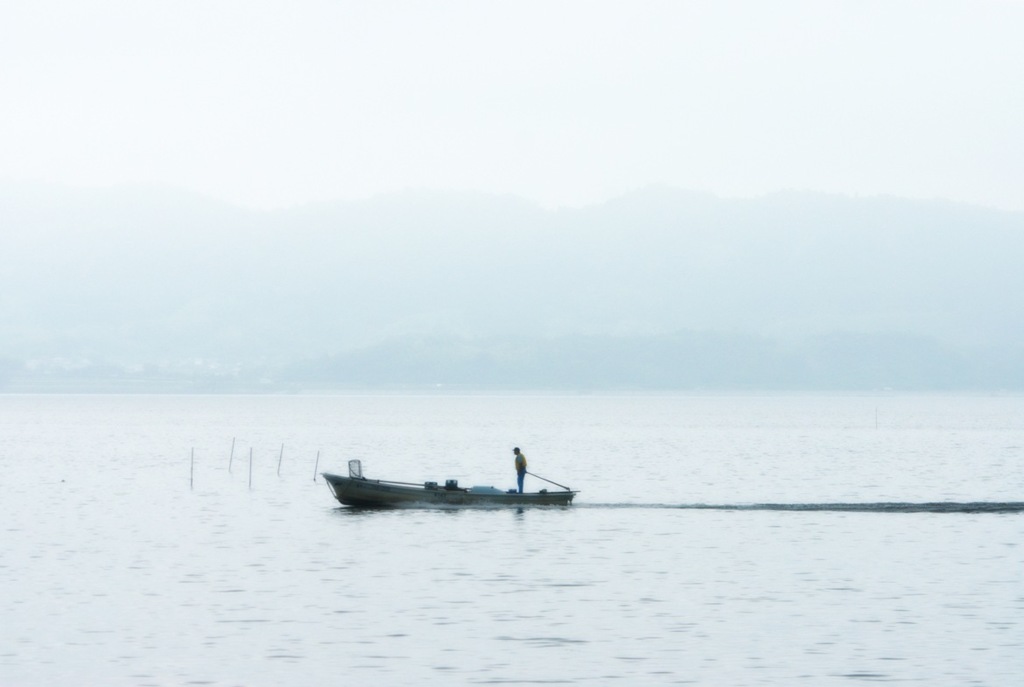 松江百景　朝の漁　宍道湖2