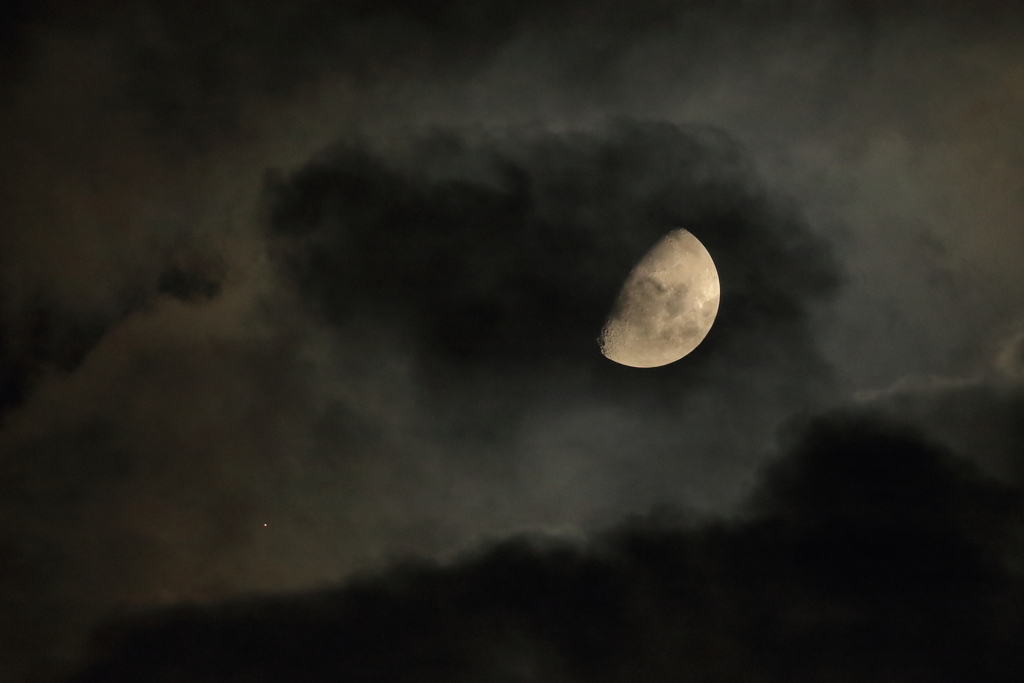 Moon, cloud, Mars