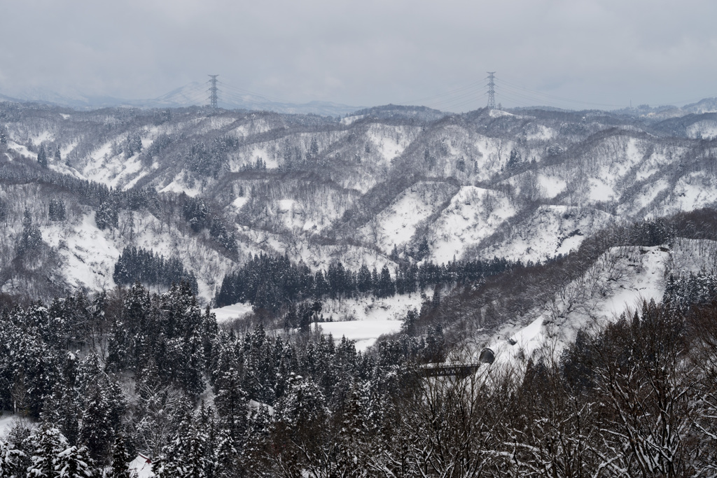 里山雪景色