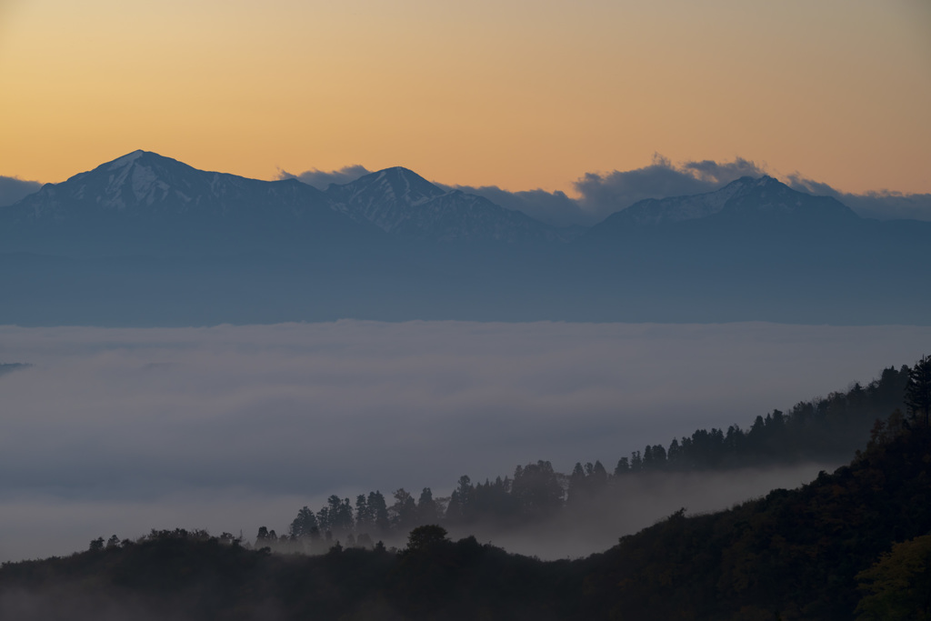 冠雪の三山