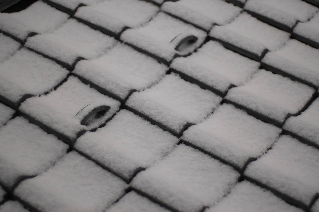 瓦屋根の雪