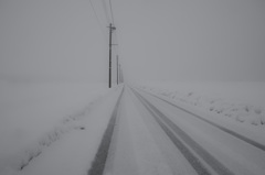 まっすぐな雪道