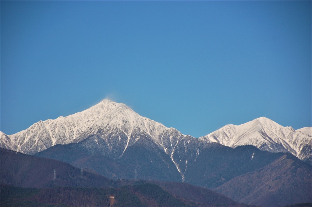 雪化粧の常念岳