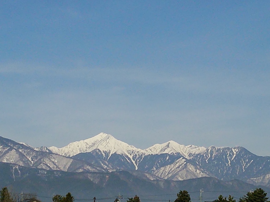 常念岳にズーム