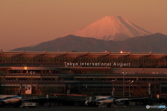 羽田国際ターミナルに富士の山