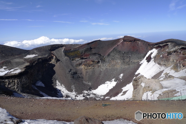 富士山（残雪期の山頂）