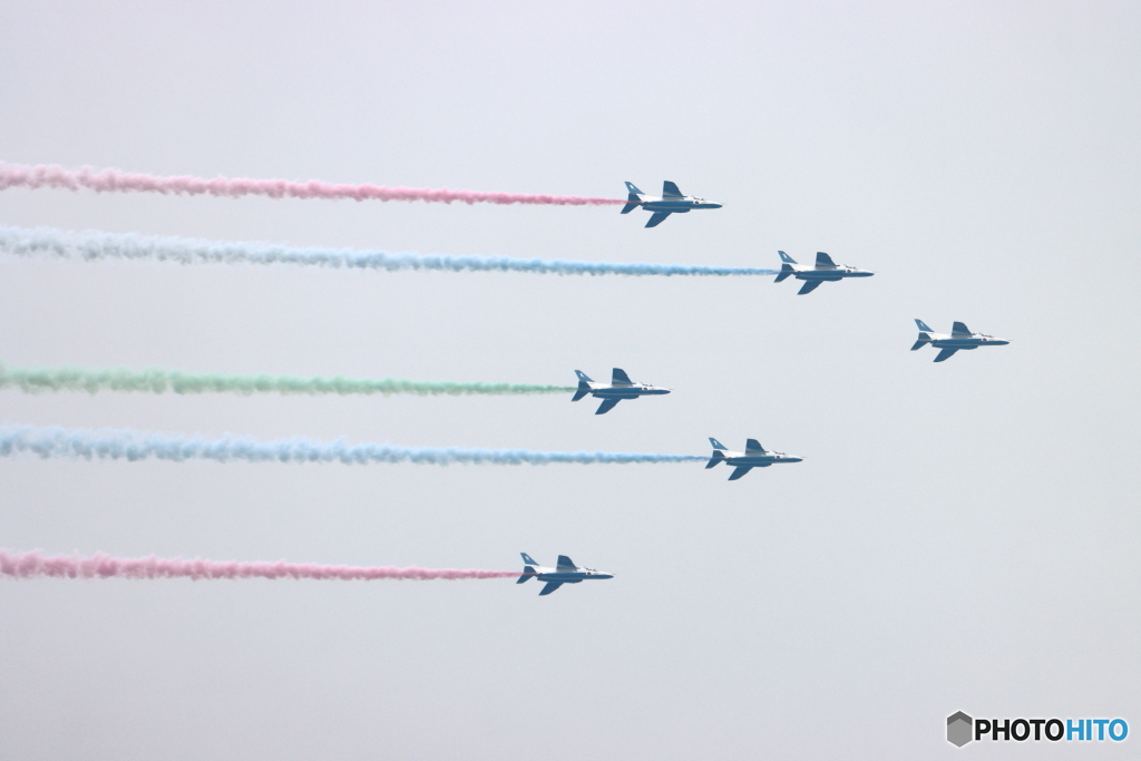 Blue Impulse with color smoke