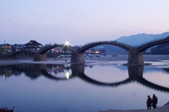 錦帯橋夕夜景