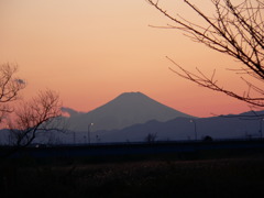 シルエット前の夕景･富士山