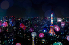 TOKYOTOWER with colorful dot!!