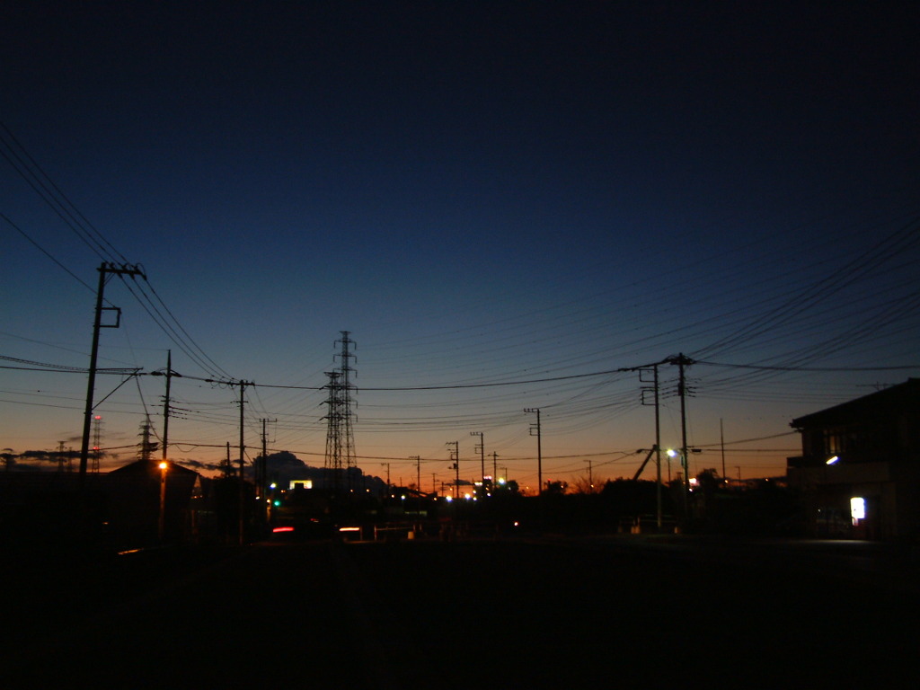 夕焼けと送電線⑧