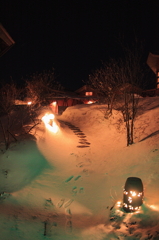 新雪の足跡