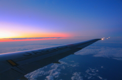 飛行機から見た夕焼け