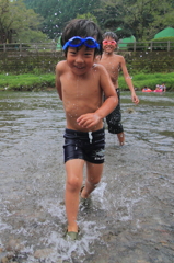 水遊び　逃走
