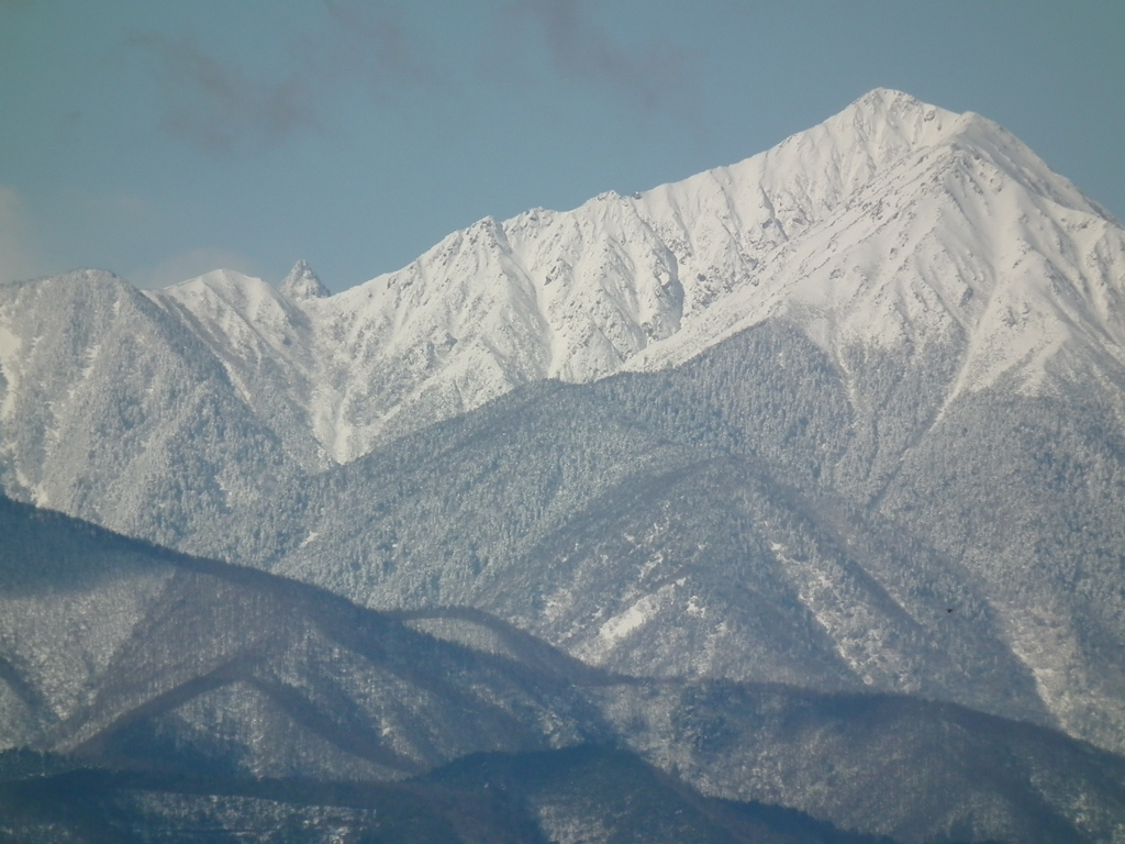 常念岳　と　槍ヶ岳