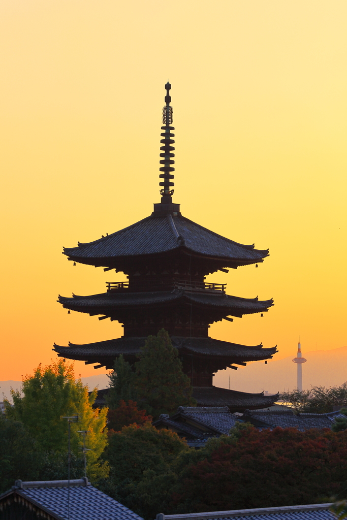 八坂の塔と京都タワー