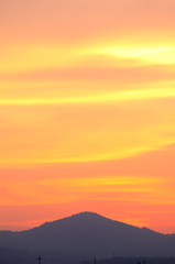 夕日の比叡山