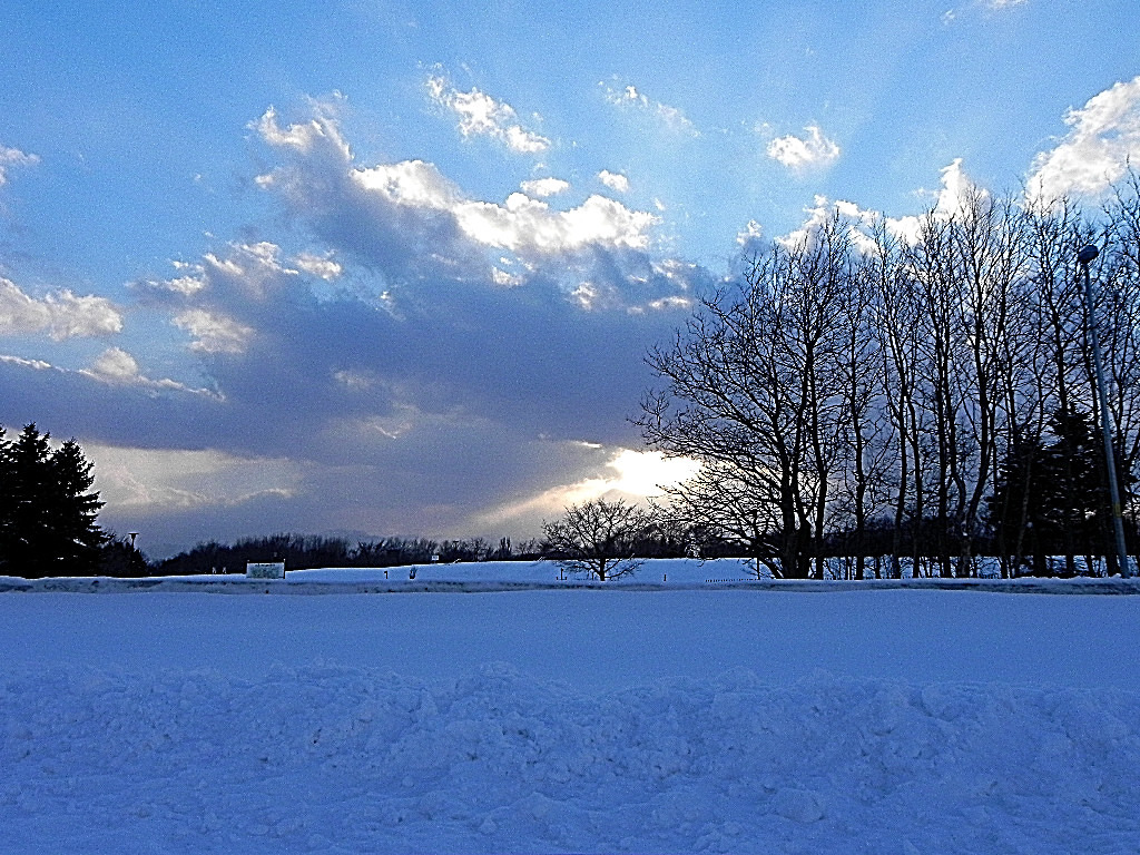 雪と夕暮れ