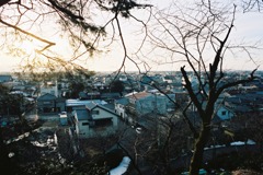 丸岡城からの夕日