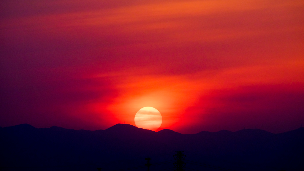 縞模様夕陽