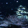 雪舞う弘前城