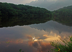 夏の夕焼け 鏡池　DSC04673z