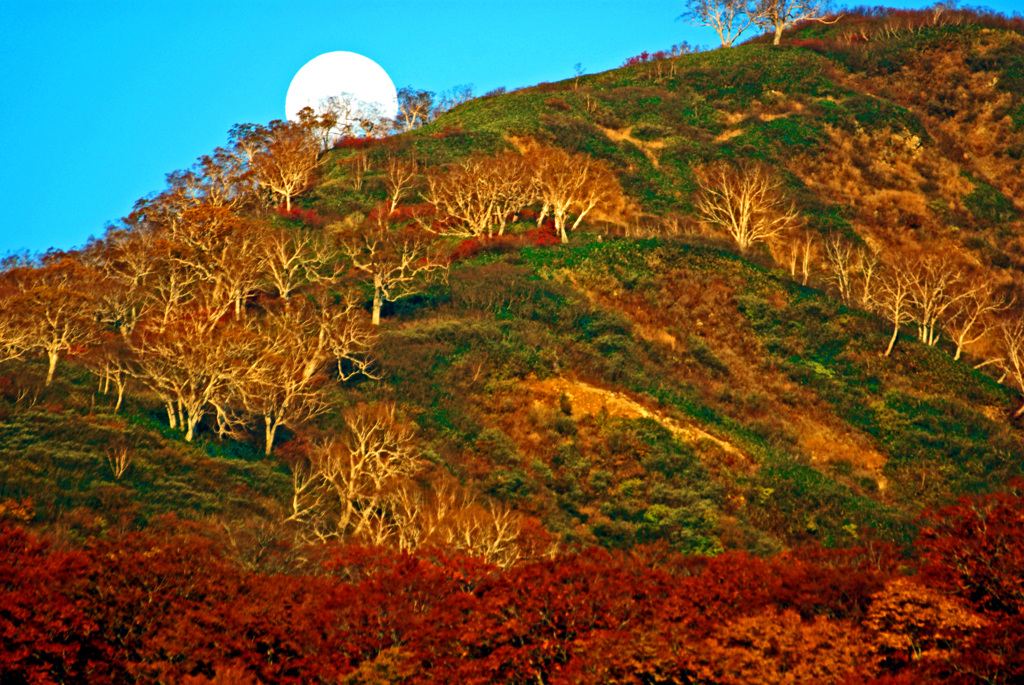 再  残月と燃える山　IMGP9094zz