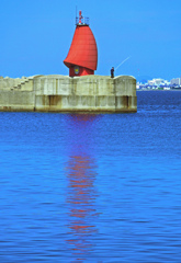 赤灯台と釣り人　P1650101zz