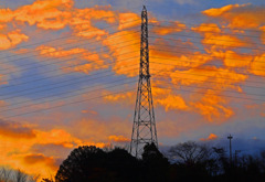 鉄塔と朝焼け　P1180853zz