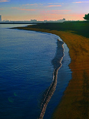 朝の波打ち際　P1610045zz