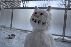 ベランダの雪だるま