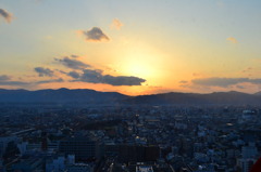 京都タワーからの夕日