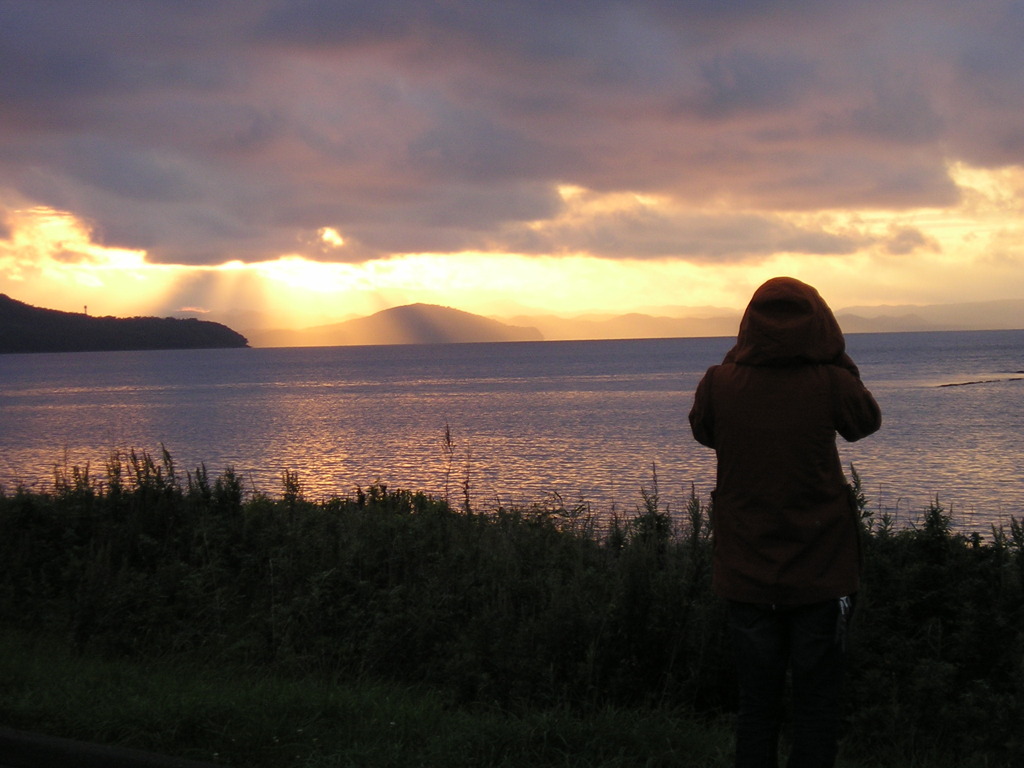 北海道 サロマ湖 夕暮れ