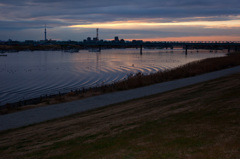 夕景と水面