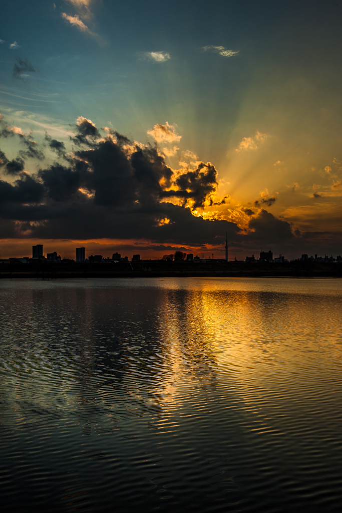 夕景の雲と