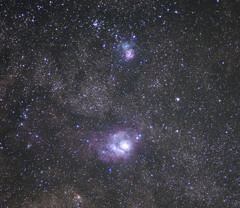 干潟星雲（M8）と三裂星雲（M20)