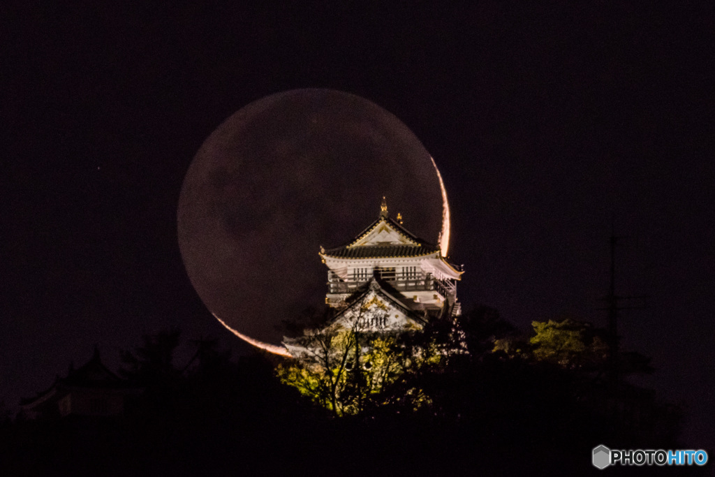 岐阜城にかかる二日月