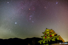 藤橋城にかかる冬の星