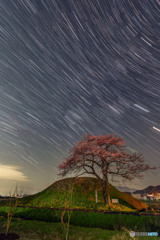 野古墳群に落ちる冬の星