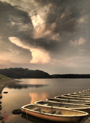 天柱雷雲　　蠢き夕景