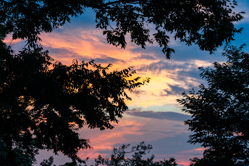花火前の夕焼け