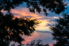 花火前の夕焼け