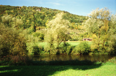 walking along the river.