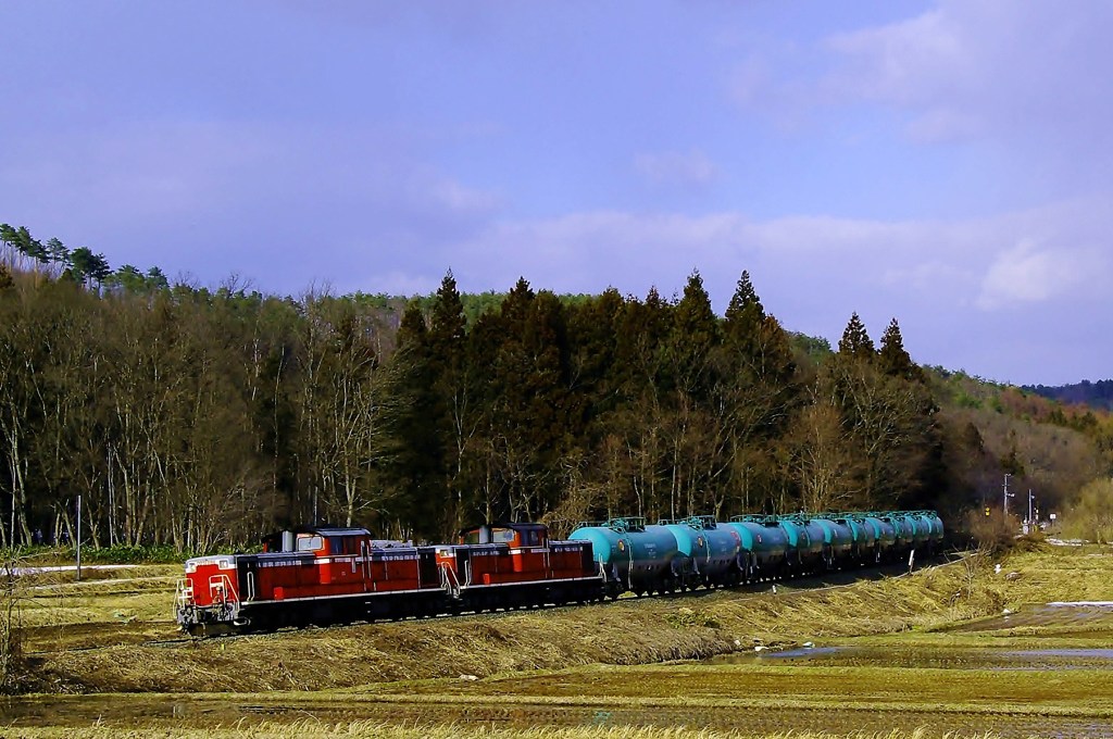 DD51.ヂーゼル機関車２両引き貨物列車