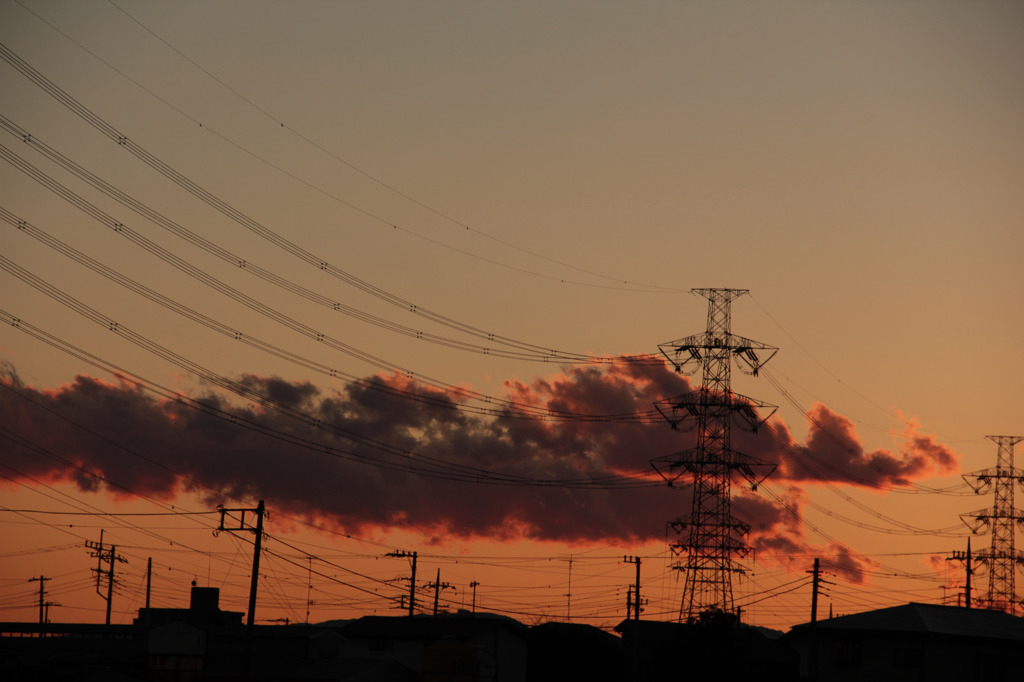 神奈川県海老名市付近の夕暮れ