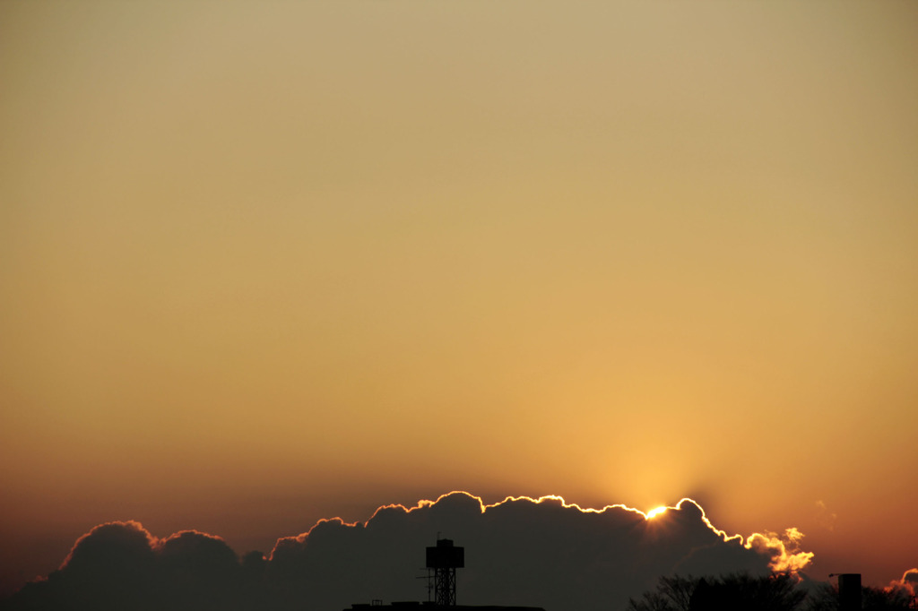 雲から出た朝日