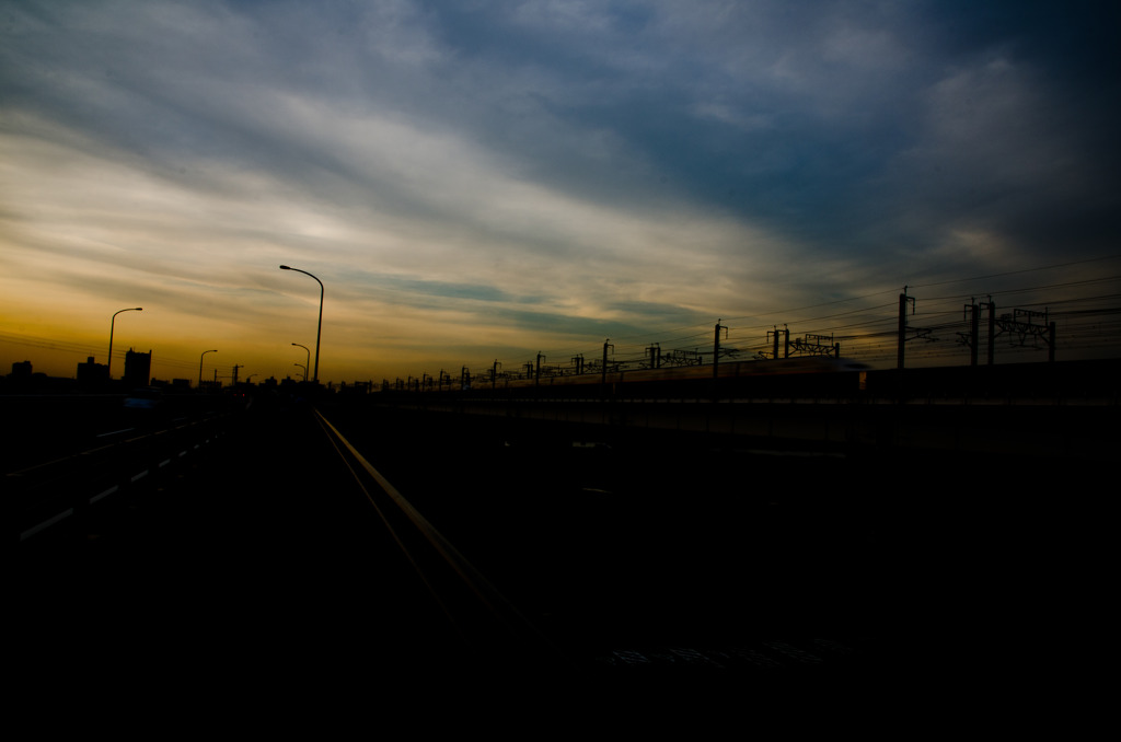 夕焼けと電車