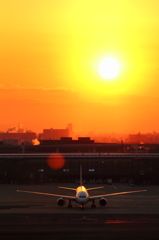 夕日を背に浴びて