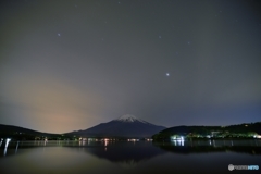 夜空と湖畔